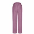 thumbnail image 6 of Olyvenn Linen Pants for Women Loose High Waisted Palazzo Pants Belted Wide Leg Trousers with Pockets Summer Beach Trousers Pink M, 6 of 7