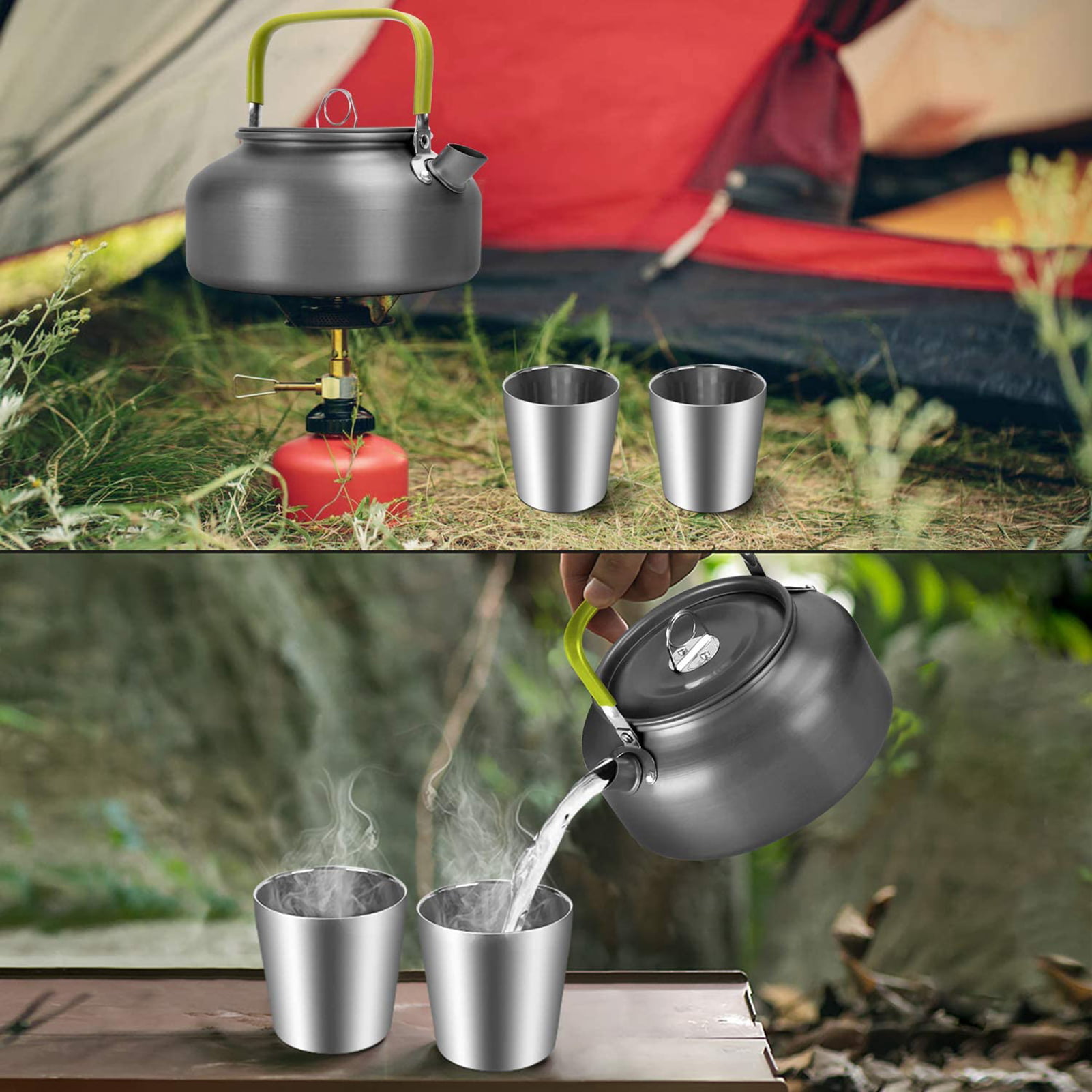 koolsoo Outdoor Small Camping Kettle for Open Fire Double Anti