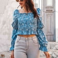 thumbnail image 1 of Blusa floral, blusa para mujer con cuello cuadrado, camisa con cuello cuadrado para mujer, calidad superior en la que puede confiar, 1 of 8