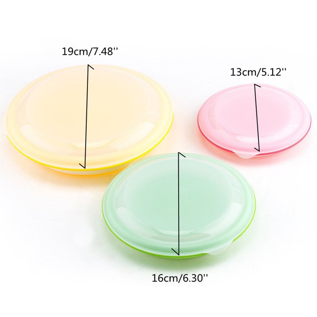 3Pcs Silicone Collapsible Storage Bowls Lids Set Stackable Prep Food Containers