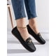 thumbnail image 4 of Rhinestone & Chain Decor Litchi Embossed Loafers, Black Fashionable Rhinestone & Metallic Chain Decor Solid Color Loafers, 4 of 4