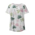 thumbnail image 5 of JGGSPWM Women Tops Plus Size Hide Belly Tunic Short Sleeve T Shirts 2023 Summer Button Up Henley Shirts Cute Tshirt Dressy Casual Blouses Pleated Swing Tunics 9-HawaiiWhite M, 5 of 5