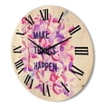 thumbnail image 3 of Designart 'Make Things Happen On Purple Flowers' Traditional Wood Wall Clock, 3 of 5