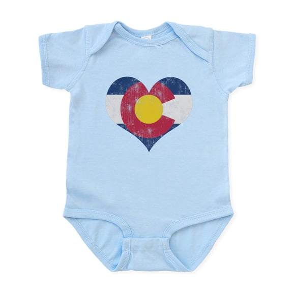 CafePress - Vintage Colorado State Flag Heart Body Suit - Baby Light Bodysuit, Size Newborn - 24 Months