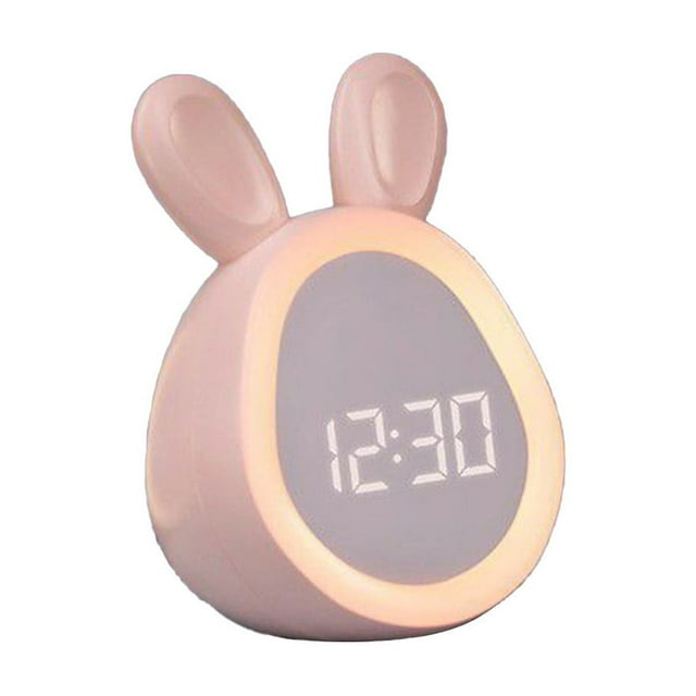 Bunny Alarm Clock with Night Light Smart Settings Adjustable Brightness Multiple Ringtones for Bedrooms USB Rechargeable
