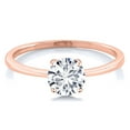 thumbnail image 2 of Gem Stone King 10K Rose Gold IGI Certified Lab Grown Diamond Solitaire Engagement Ring for Women | 1 Ct Round Cut | E-F Color | VS1-VS2 Clarity | Size 9.5, 2 of 6