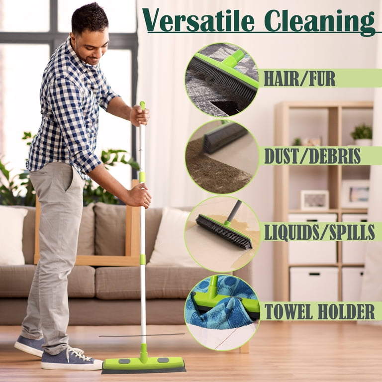Guay Clean Rubber Broom with Squeegee - Telescopic Handle - Cleans