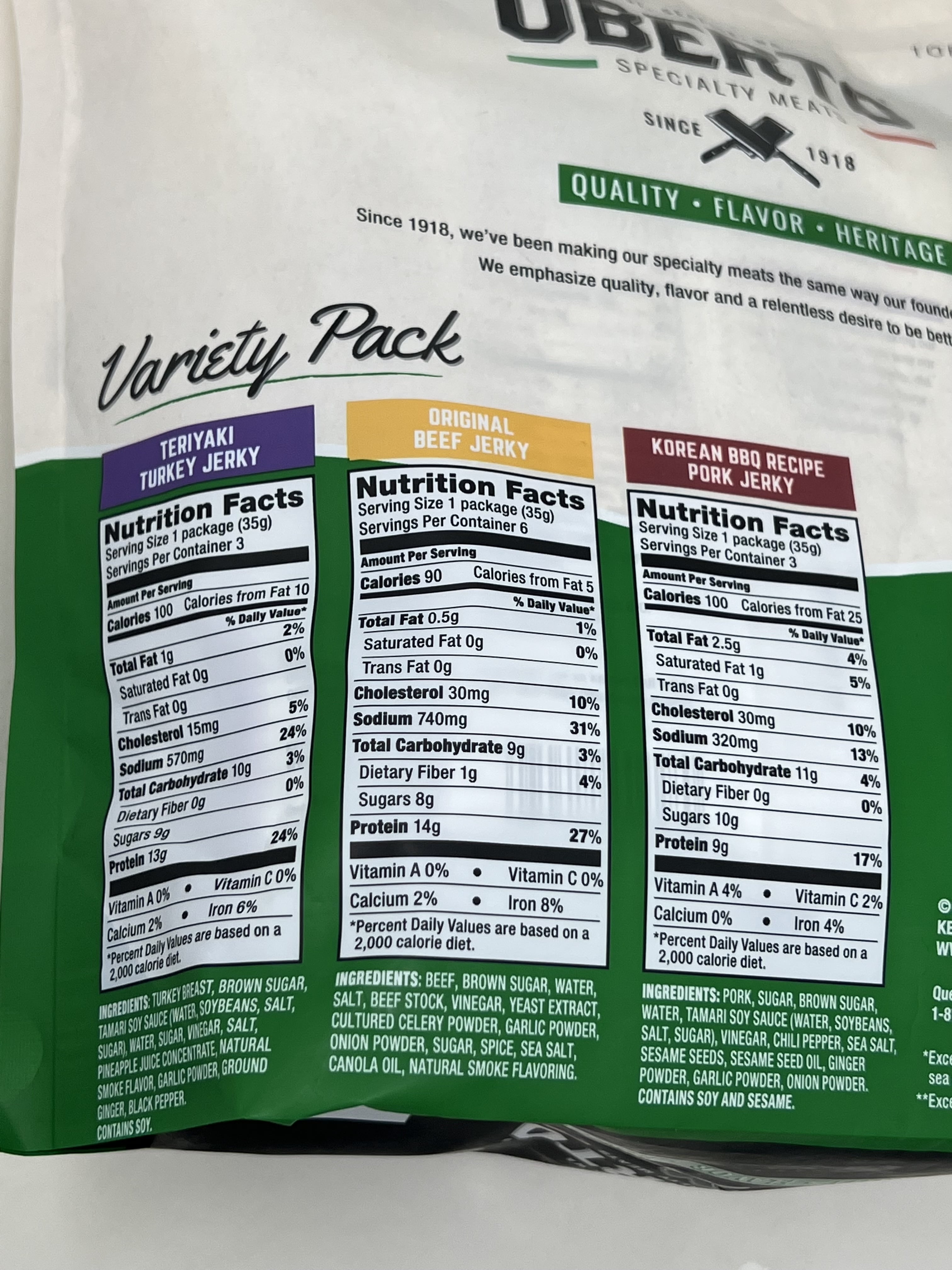 oberto beef jerky calories