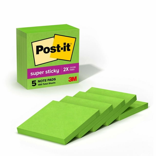 Notas adhesivas Post-it Super Sticky 3x3 en verde lima x5