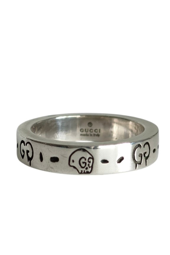 Pre-Owned GUCCI 925 Ghost Skull Ring, Silver, Men's and Women's Accessory