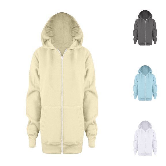 HXWCHs Girls Zip Up Hoodie Lightweight Teen Fleece Sweatshirts Jacket Long Sleeve Fall Hoodie with Pocket Size: 7-8 Years Beige