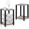 thumbnail image 4 of Mesa auxiliar Furinno de roble francés gris/negro, paquete de 2 unidades, diseño elegante, 4 of 5