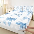 thumbnail image 4 of Manfei Blue Princess Bow Full Size Sheets For Girls,Watercolor Bowknot Print Bed Sheets For Kids,4 Pieces, 4 of 6