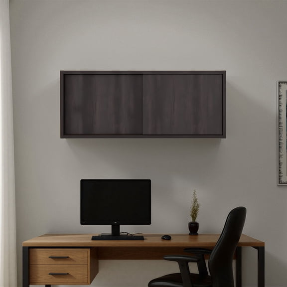 TUHOME Note 32-Inch Wide Wall Storage Cabinet with Sliding Doors, Compact Wall-Mounted