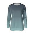 thumbnail image 4 of FNFHFY Womens Crewneck Sweatshirt Casual Gradient Sweatshirts Side Split Long Sleeve Pullover Shirt Tie Dry Tunic Tops, 4 of 5