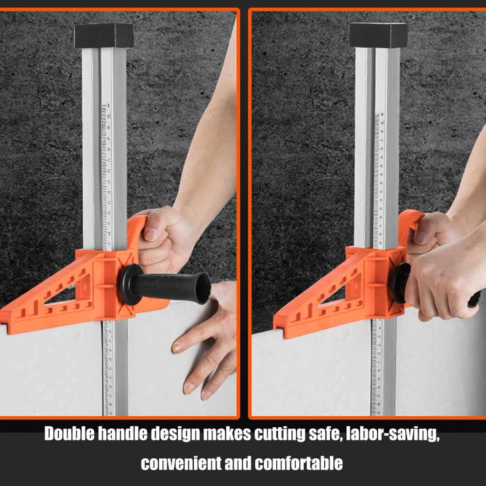 Nuolin Durable Fixing Manual Gypsum Board Cutter Adjustable Hand Push  Drywall Cutting Tool Double Handle with Stainless Steel Ruler