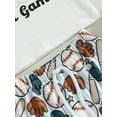 thumbnail image 6 of Toddler Boys Summer Outfit Sets White Short Sleeve Letter Print Tops + Baseball Print Shorts 1 Months-3 Years, 6 of 7