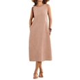 thumbnail image 3 of Summer Dresses for Women Casual Maxi Dress Vacation Long Sundresses Plaid Striped with Pockets Camel Checkered XL, 3 of 9