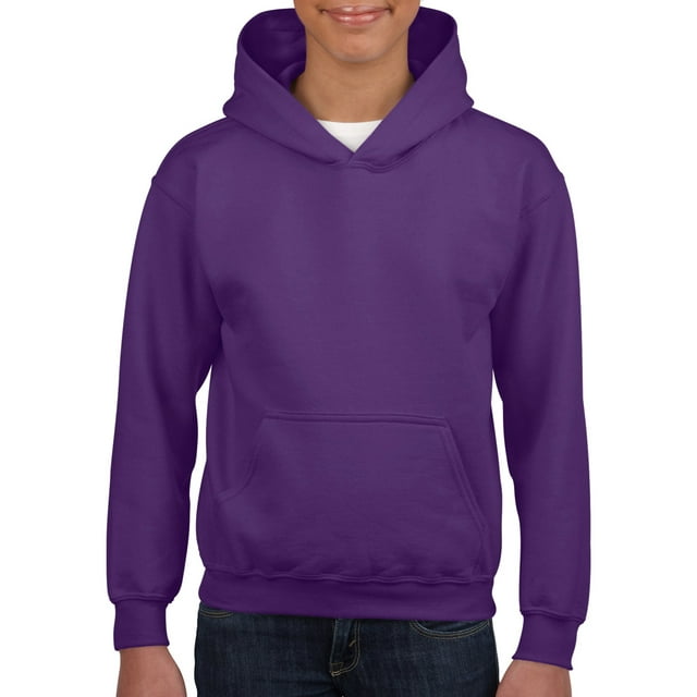 Heavy Blend Youth Hooded Sweatshirt, L, Purple