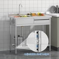 thumbnail image 6 of 39" Utility Sink Freestanding Single Bowl Laundry Sink with Hot and Cold Water Plumbing Workbench & Storage Stainless Steel Sink for Kitchen and Bathroom, 6 of 8