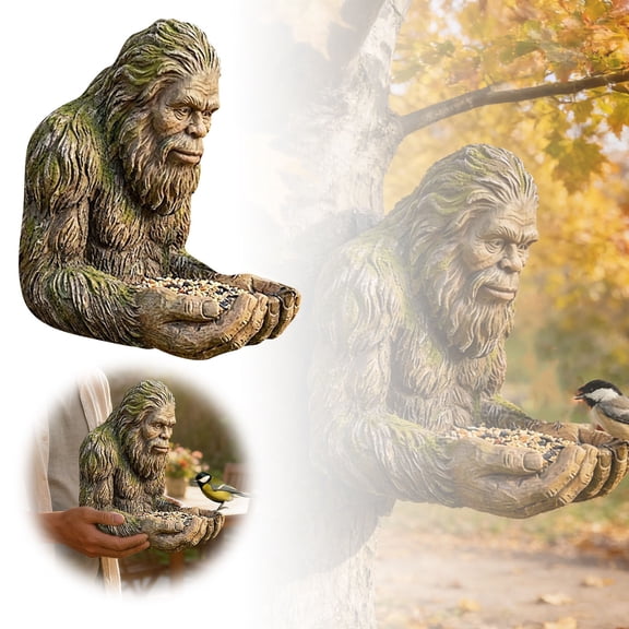 Bird Feeder: Your Backyardâs New Sasquatch Bird Butler Bird Feeder, Bird Feeders For Outdoors Hanging, Fun Wildlife Garden Decor With Palm Bowl For Backyard Bird Watching
