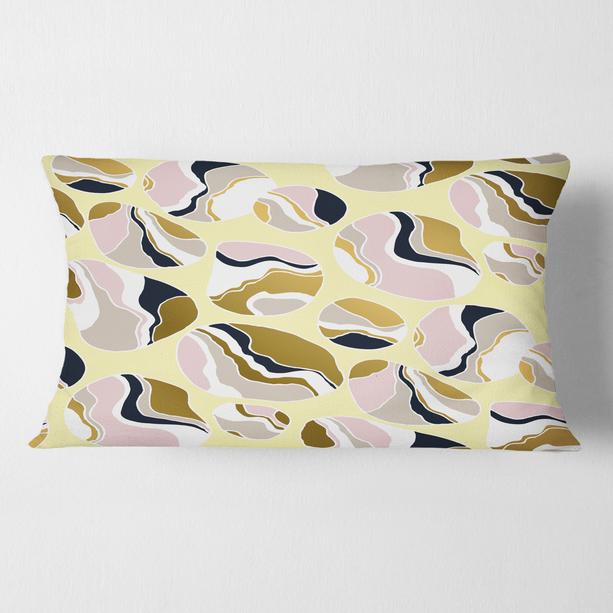 Designart Golden River Stones' Mid-Century Modern Throw Pillow - 12x20