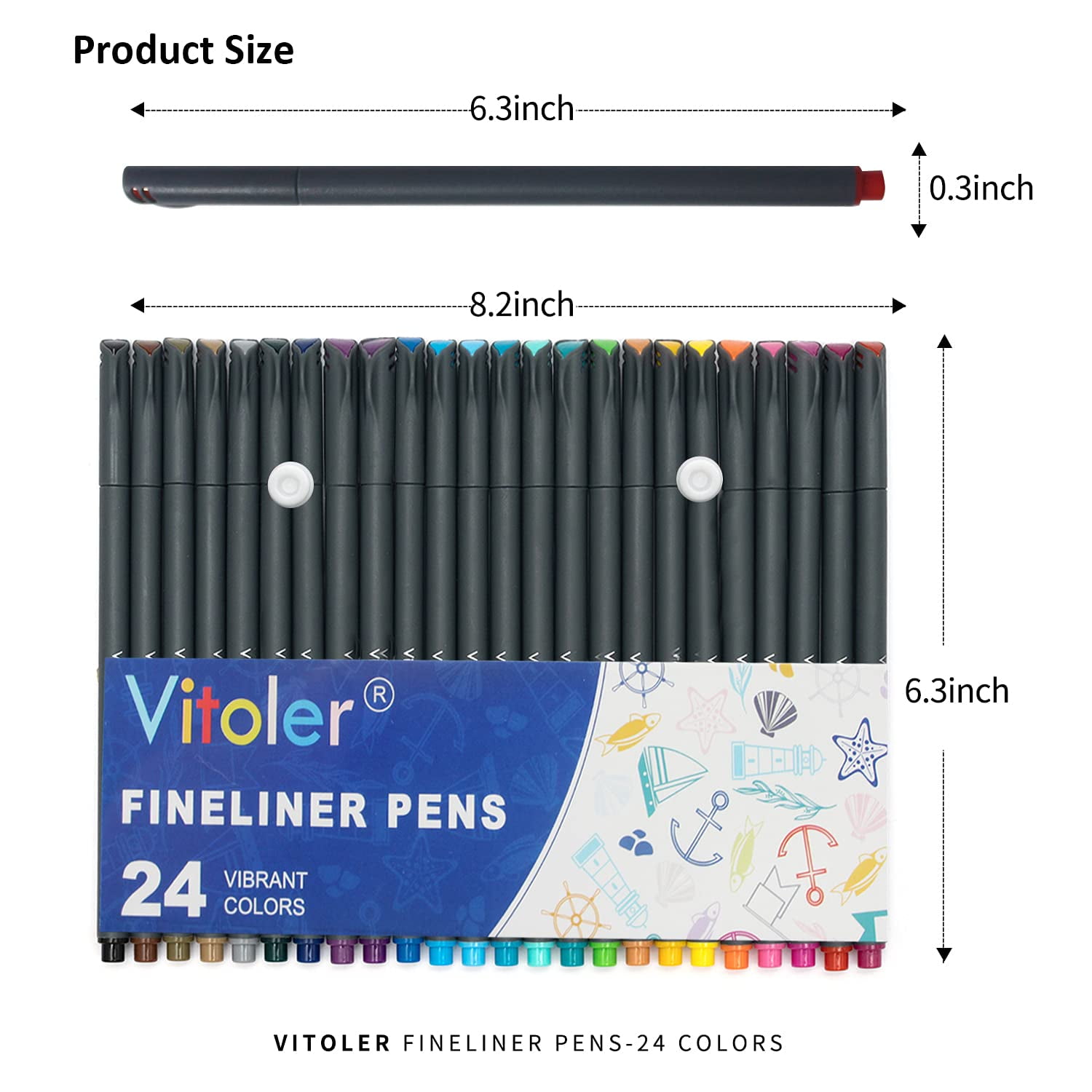 Vitoler 18 Assorted Color Permanent Markers,Fine Point Art Marker