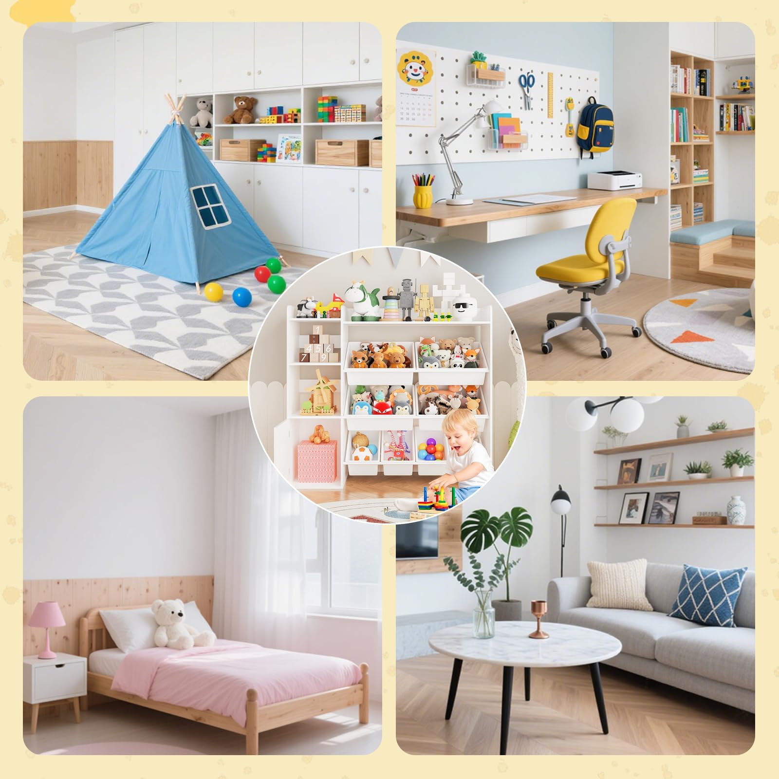 Kids Toy Storage Organize 8 Removable Bins Kid Bookshelf and Toy Storage Large Toy Box with Bookshelf for Bedroom, Kids Room, Classroom, Nursery