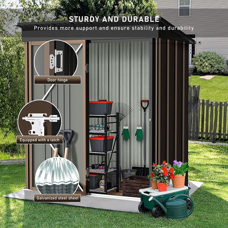 Buy Waleaf Outdoor 5' x 3' Storage Metal Shed, Steel Garden Shed with