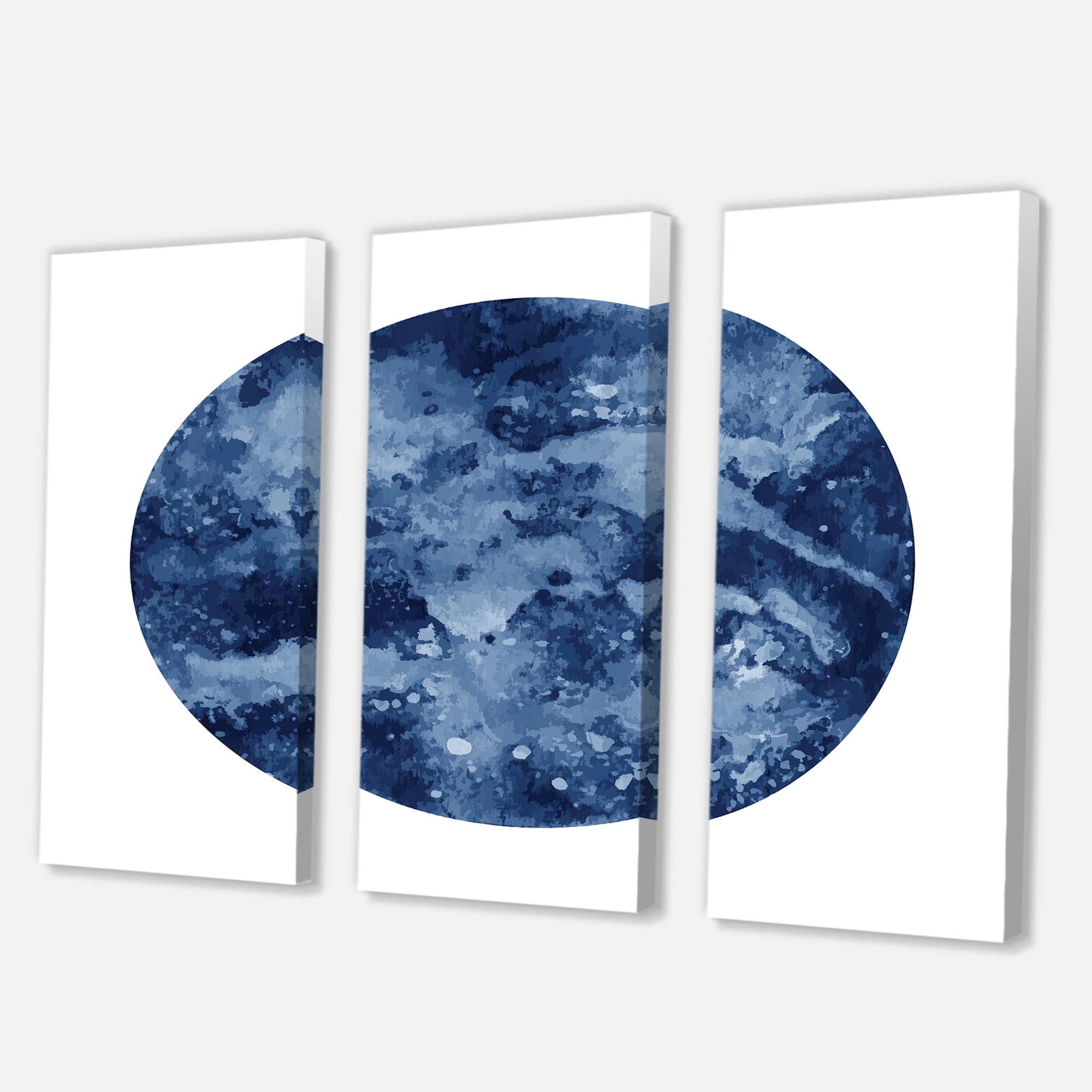 Designart ' Blue Space Galaxy Circle ' Modern Canvas Wall Art Print