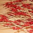 thumbnail image 5 of BambooMN 5.9" Decorative Small Ball Bamboo Cocktail Fruit Sandwich Picks Skewers - Red Dipped - 300pcs, 5 of 7