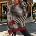 thumbnail image 6 of Womens Oversized Striped Crewneck Sweatshirt,Scalloped Long Sleeve Pullover Y2K Tops,Loose Fit Lightweight,Comfort Cute Sweatshirts,Soft Cozy Loungewear,2026 Fall Casual Trendy Outfits Coffee, 6 of 6