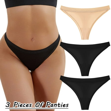 Pavied Underwear Women Pack Cotton Underwear Underpants Patchwork Color Underwear Panties Bikini Solid Womens Briefs Knickers Plus Size Underwear Cheeky Underwear Black 4 L