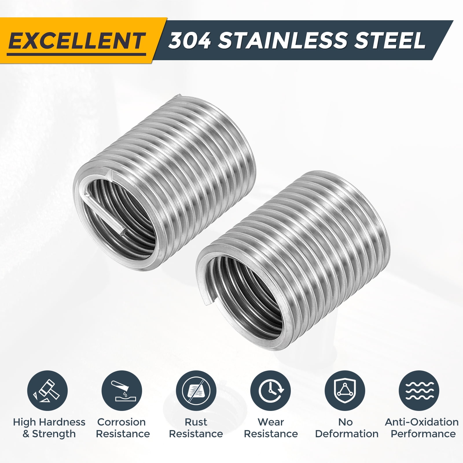 Uxcell 15pcs Wire Thread Inserts M20 x 2.5 x 2D Metric Helical Threaded Sleeve