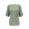thumbnail image 6 of Liacowi Women Juniors Knitted Shirt 3/4 Sleeve Round Neck Pullover Tops Loose T-Shirts, 6 of 9
