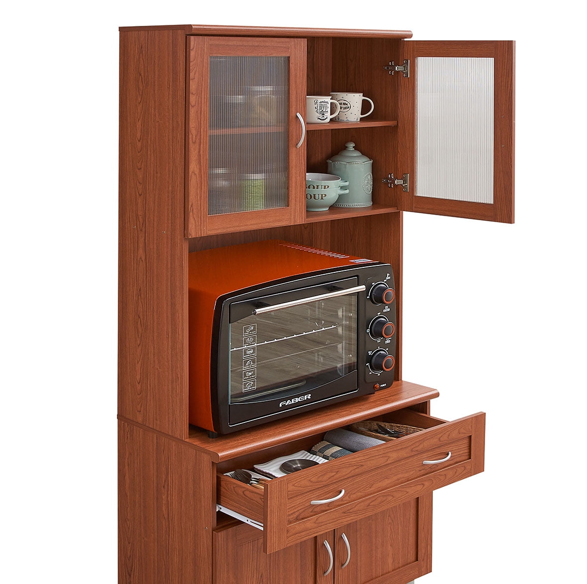 Hodedah Tall Kitchen Cabinet, Chocolate-Grey - Walmart.com