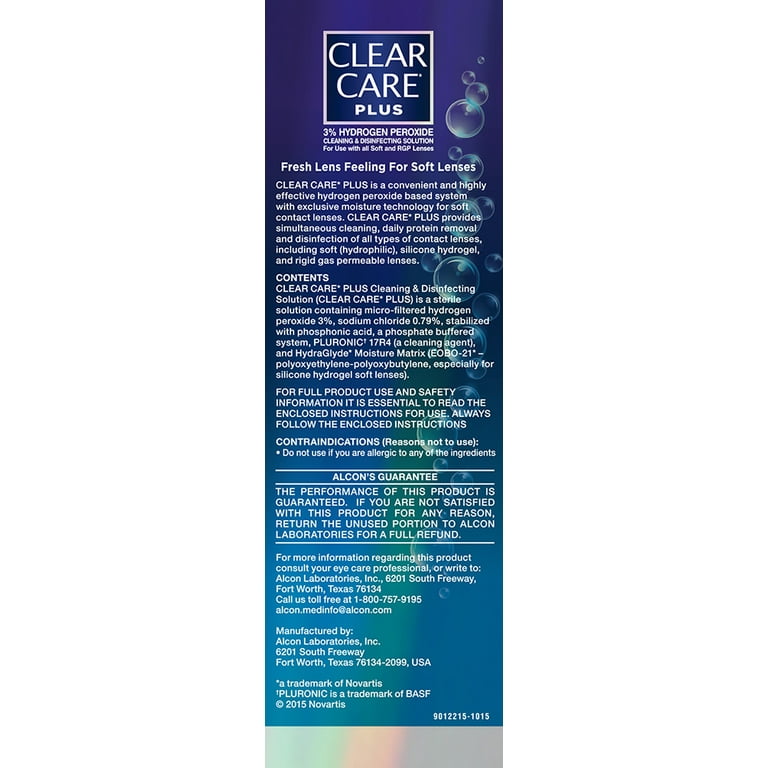 Clear Care Plus Contact Lens Cleaning Liquid Solution for Daily