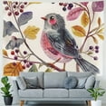 thumbnail image 4 of Orinice Bird Berries Leaves Tapestry Wall Hanging Unique Style Graphic Tapestries Home Wall Decor Art for Living Room Bedroom Apartment Farmhouse Dorm 60x50inch, 4 of 6