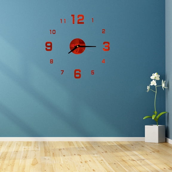 WHAMVOX Acrylic Wall Clock Numbers Wall Clock Office 40.00X40.00X0.10CM Red