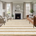 Beige Stripes Washable Living Room Rugs 8'x10', Modern Abstract Linens ...
