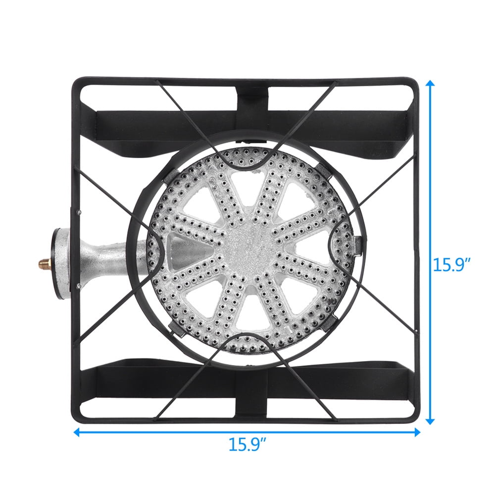 Tcbosik ZOKOP 20W BTU Single Head Outdoor Furnace with Leather Pipe and 0-20psig Regulator Valve, Square Portable Gas Stove for Home Brewing Turkey Fry, Black