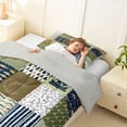 thumbnail image 3 of jejeloiu Rustic Fishing Quilt Twin Comforter Sets,Cabin Plaid Pattern Bedding Set For Boys,Green Navy,Light Gray Reversible,2pcs,1 Comforter and 1 Pillowcase, 3 of 7