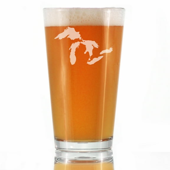 Bevvee Pint Glass 16 oz Great Lakes Midwest Beer Enthusiast Gifts Beer Glasses