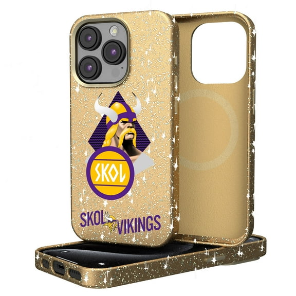Keyscaper Gold Minnesota Vikings 2024 Illustrated Limited Edition Bling iPhone Case