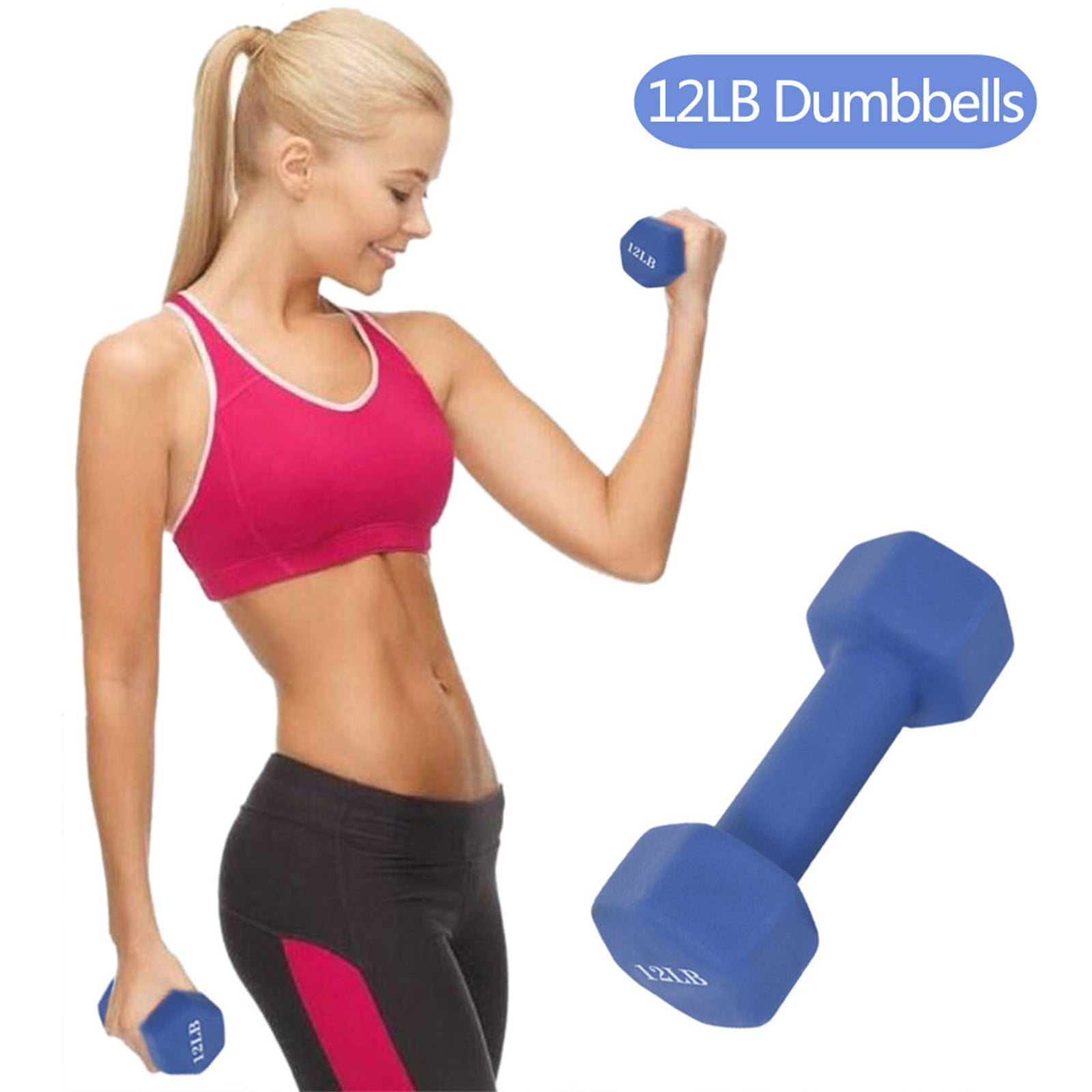 Cap Neoprene Coated Barbell Plates Workout 12 LB Weight Dumbbell Single/Pair 2 