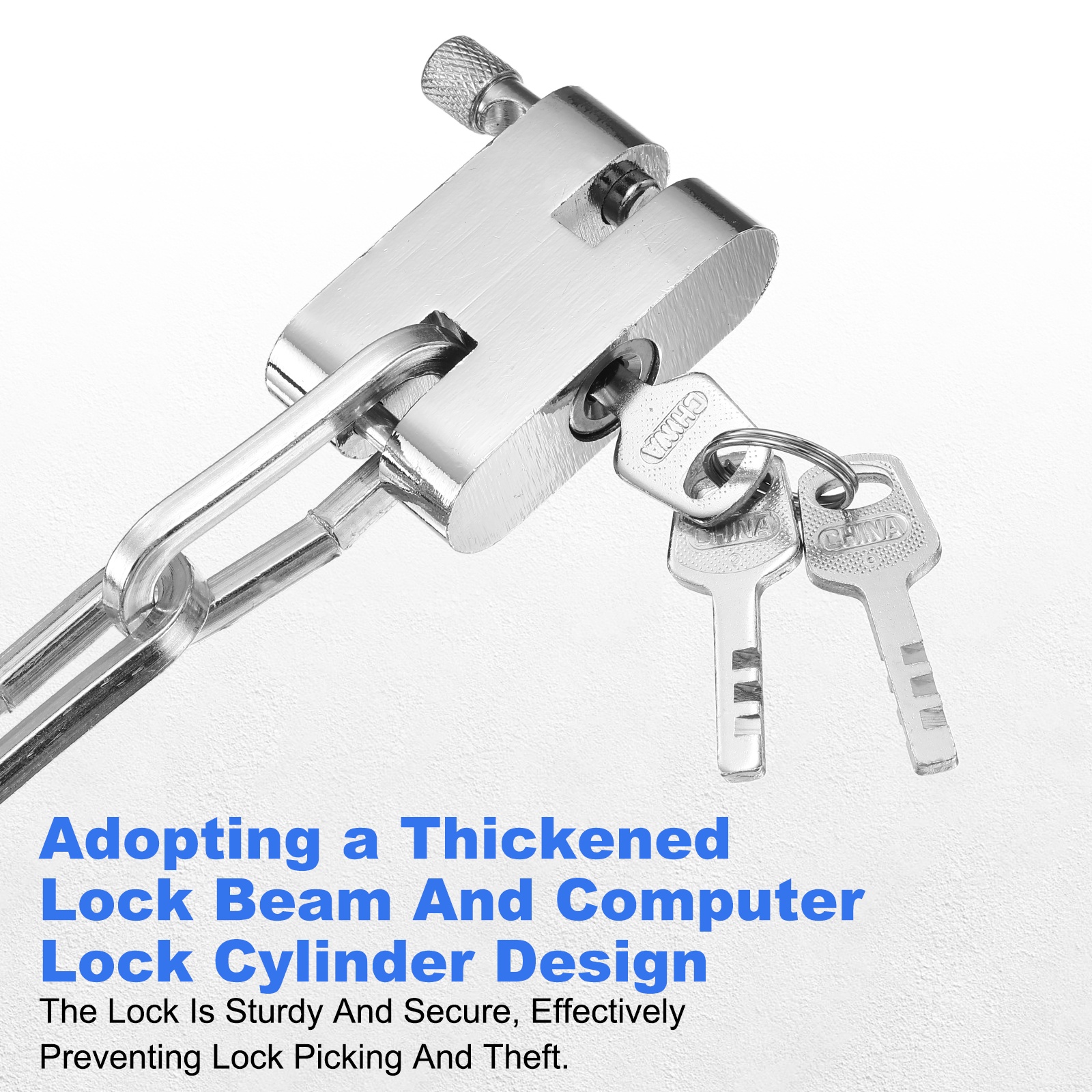Bike Chain Lock, (50 Inch, Silver) (1 Pcs), Manganese Steel Anti-Theft Bicycle Square Chain Lock with Keys, Suit for - Bike/Motorcycle/Scooter/Truck