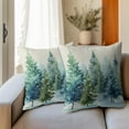 thumbnail image 3 of Watercolor Christmas Tree Pillow Covers 16x16 Set of 2 Blue Green Xmas Print Vintage Decorative Outdoor Throw Pillow Case Rustic Winter Holiday Decoration Farmhouse Sofa Couch Cushion Cover Bed Decor, 3 of 6