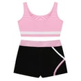 thumbnail image 3 of HULIJA Kids Girls 2 Piece Dance Sport Outfit Contrast Color Sleeveless Crop Top with Shorts Ballet Pink 14, 3 of 7