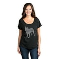 thumbnail image 2 of Thread Tank Boston Terrier Dog Silhouette Women's Relaxed Slouchy Dolman T-Shirt Tee Heather Black Large, 2 of 4