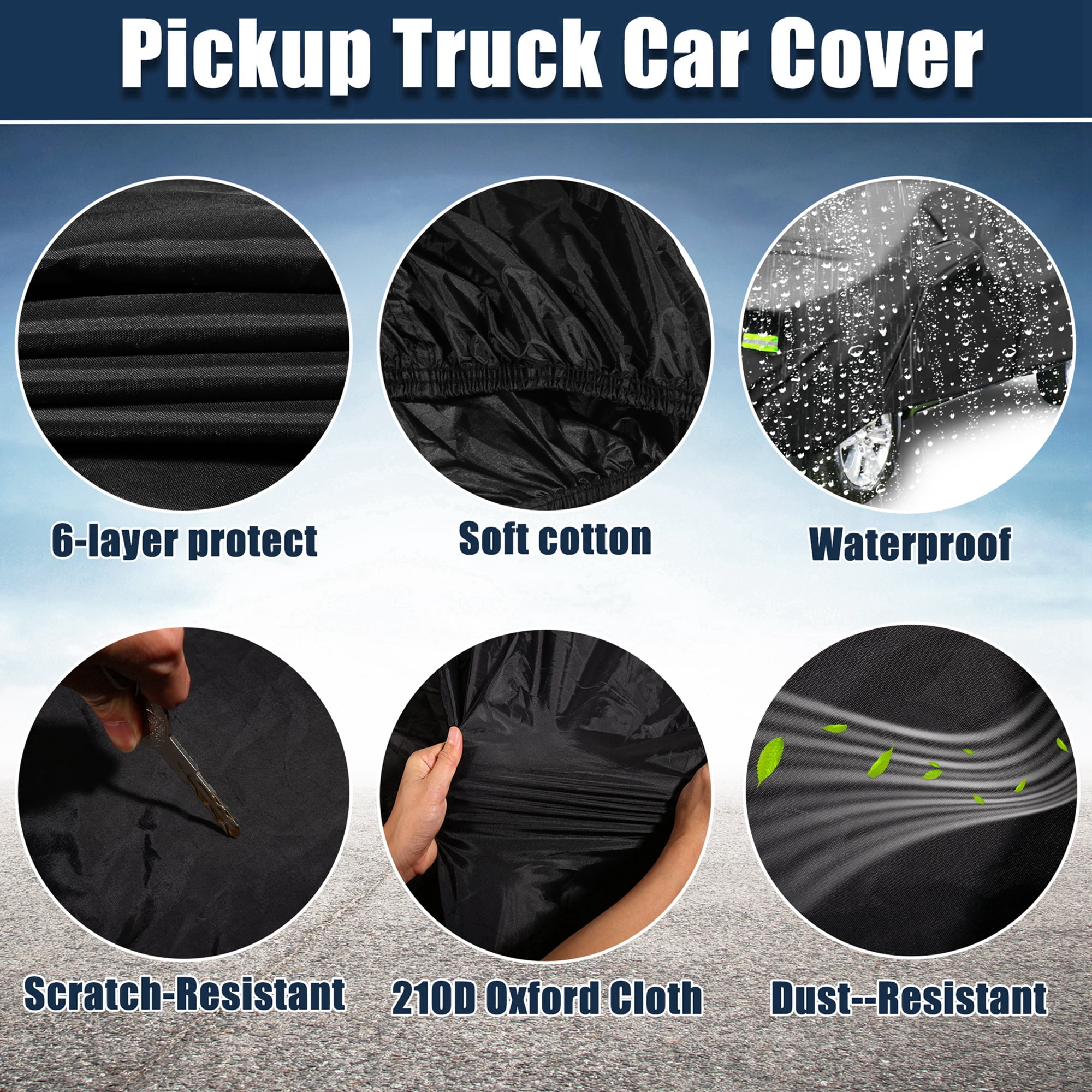 Unique Bargains Car Cover All Weather Protection with Zipper Black 195.7"x75.2"x66.9"